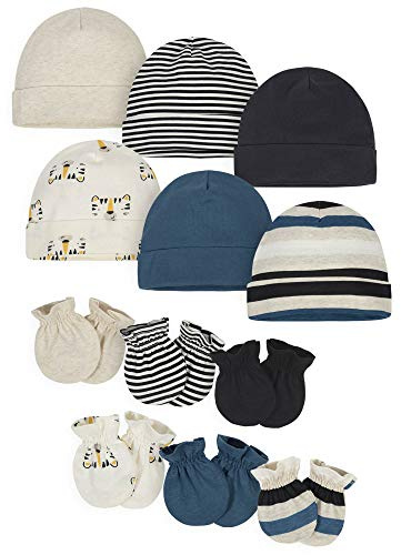 Onesies Brand Unisex Baby 12-Piece Cap and Mitten Set, Tiger Board, 0-6 Months