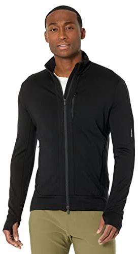 Icebreaker Merino Herren Quantum Iii Pullover, langärmelig, Wolle, mit durchgehendem Reißverschluss Sweatshirt, schwarz, Small