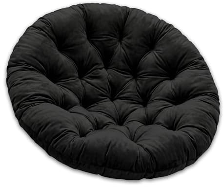 SuperKissen24. Coussin de Fauteuil Suspendu - Coussin Fauteuil Jardin - Oreillers de Oeuf Suspendu - Coussin Rond - Oreiller Moelleux - Noir