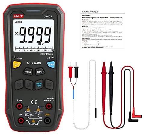 UNI-T Digital Multimeter Smart,UT60S True RMS,9999 Counts 1000V AC DC Voltmeter Ammeter Capacitor Temperature,Fully Automatic Anti-Burn Intelligent Multimeter Tester
