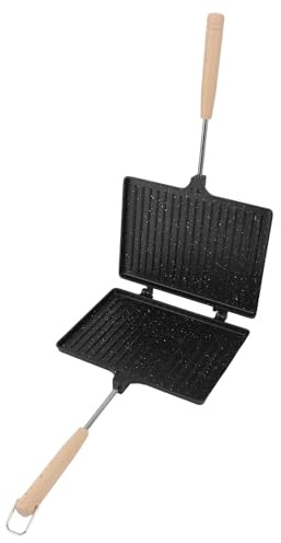 Panini Press smörgåsbrödrost, dubbelsidig non-stick-belagd gasbrödrost, aluminium handbrödrost för camping smörgåsar smörgåspress grill för hemmakök