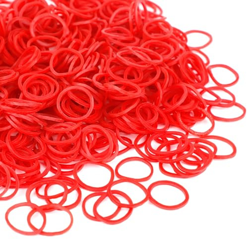 1000 elastici rossi in gomma per uso domestico, 20 mm, elastici per la casa, il lavoro, l'ufficio, i capelli