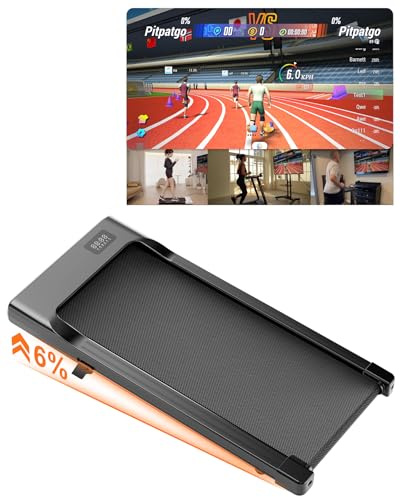 Superun Walking Pad Raceable 6% Incline 2.5HP Under Desk Treadmill 136KG Capacity 6/ 12KM/H Foldable Treadmill with HIIT & MIIT Programs APP Control Portable Walking Machine for Home