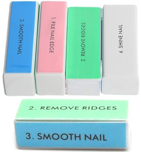 5 Pcs Nail Buffer Blocks - 4 Way Nail Buffer for Shiny Glossy Surface - Manicure Treatment Sanding File - Home Salons Use