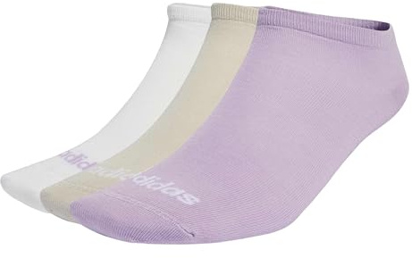 adidas Unisex - Adulto Thin Linear Low-Cut Socks 3 Pairs, Powder Plum/White/Halo Mint, 4.5-6