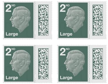 4 x 2nd Class Large Letter Stamps UK QR Barcoded Self Adhesive Stamps Second Class Large Letter Standard Mail Postage Stamp (Pack of 4)