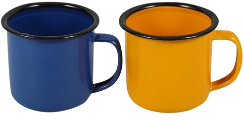 Yardwe Vintage Wine Cups Set of 2 Retro Mini Mugs with Heat-Insulated Handles Metal Cups for Camping Outdoor Use and Home Beverage Enjoyment