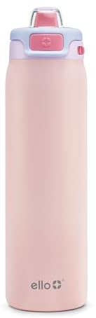 Ello Pop & Fill 22oz Stainless Steel Water Bottle with Quick Fill Technology, Double Walled and Vacuum Insulated Metal, Leak Proof Locking Lid, Sip and Chug, Reusable, BPA Free, Heavenly Hues