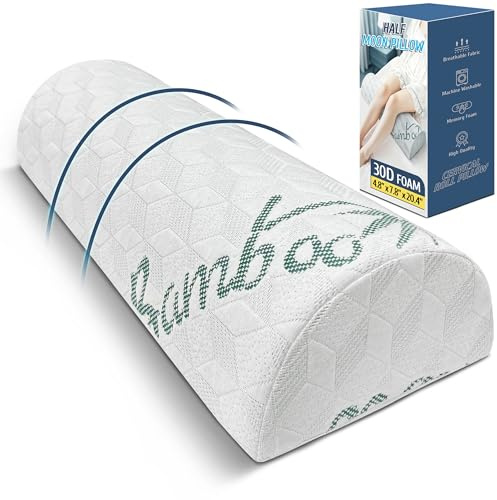 LVYSHOW Semi Roll Pillow, Under Knee Pillow, Under Leg Bolster for Lower Back Support, Half Moon Bed Pillow for Leg, Knee,Back Sleeping, 7.8”x 20.4”x 4.8”