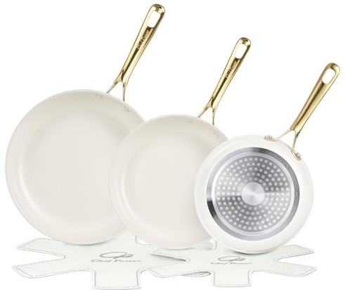 Chef Power Ceramic Frying Pan 5Pcs, Non Stick Skillet 8/9/11 Inch