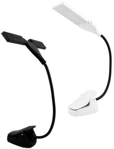 POPETPOP Lampada da Pianoforte LED a Clip Ricaricabile Luce da Lettura Protezione Occhi Design a Luce Morbida per Esercitarsi e Studiare Set 2 Pezzi Nero e Bianco per Casa e Studio