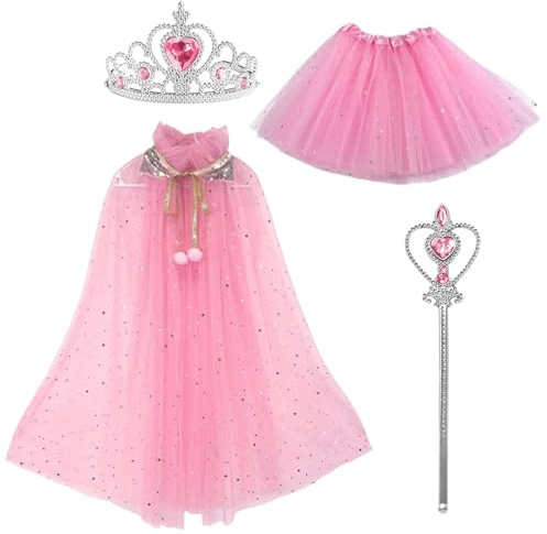 ZXTGBQ Prinsessan Barn, Magisk trollstav, krona, prinsesskappa, tutu-kjol, prinsesskläder, flickor, utklädnad, för cosplay, bröllop, karneval, födelsedagsfest