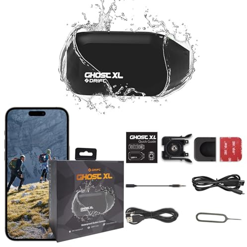 DRIFT Ghost XL Motorbike Action Camera 9hr Battery Record Your Entire Ride 140°POV 300°Rotating Lens IPX7 Waterproof 12MP APP Control Easy Mount Everywhere Fit for Helmet, Bicycle