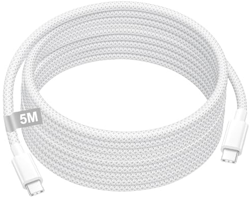 USB C till USB C Kabel 5m Typ C kabel PD Snabbladdning för iPhone 17/16/15 | 60W Typ C Laddningskabel, Type-C-kabel Nylonflätat Snabbladdningskabeln USB C kabel für Phone 17/16/15, Galaxy S25/S24