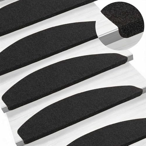 vidaXL Alfombras Autoadhesivas para escaleras 15 uds. 80 x 28 x 3,5 cm