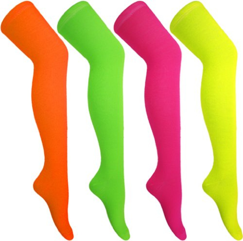 New Ladies Womens Over Knee Long Casual Ladies Thigh High Plain Stretch Fit Cotton Overknee Socks (Orange)