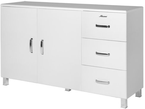 Miami 155738WE Sideboard mit 2 Türen und 3 Schubladen, Holz, weiß, 43 x 146,4 x 88,8 cm