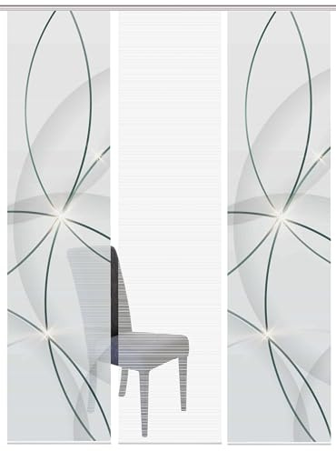 HOME WOHNIDEEN 88062 | 3er-Set Schiebegardine 'BLINKI', Digitaldruck auf Bambus-Optik, mit abstraktem Motiv, 260x60cm, Farbe: Rot und Türkis, Farbe:türkis