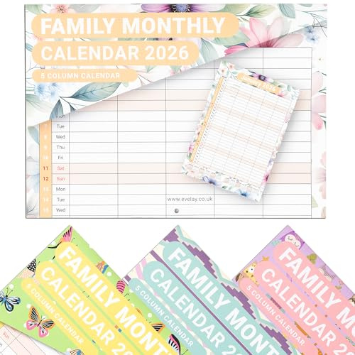 Calendrier mural 2025 A3 5 colonnes planificateur mensuel familial personnel Rota Organiseur familial mensuel