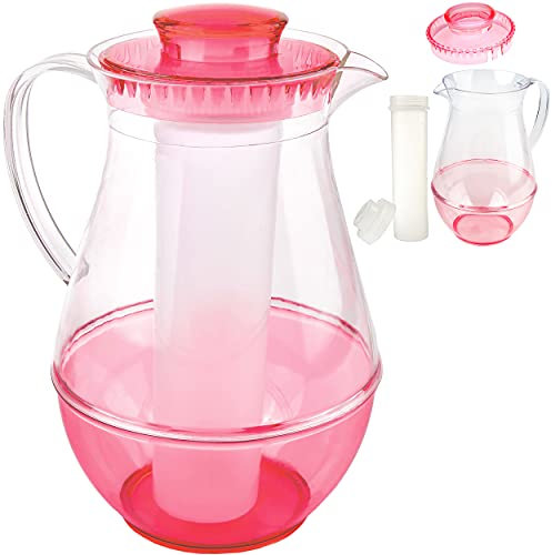 alles-meine.de GmbH 2,4 Liter - große Kühl - Kanne/Krug/Getränkespender - mit EIS Kühlelement - rot - Karaffe Kühlkaraffe - Kühlkrug - Wasserkrug/Getränkekrug - Saftkanne -..