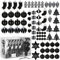 SPRINGOS Weihnachtsbaumkugeln 77 Stück schwarz Tannenbaumkugeln-Set Dekoration für Weihnachten Party Hochzeit Ornamente Zapfen Bonbons Geschenkpäckchen Sterne Tannenbäume, Glas (Schwarz)