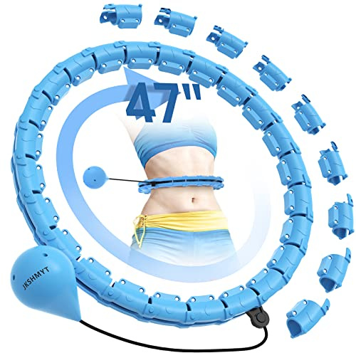 JKSHMYT Weighted Hula Circle Hoops for Adults Weight Loss, Infinity Fitness Hoop Plus Size 47 Inch, 24 Detachable Links, Exercise Hoop Suitable for Women and Beginner
