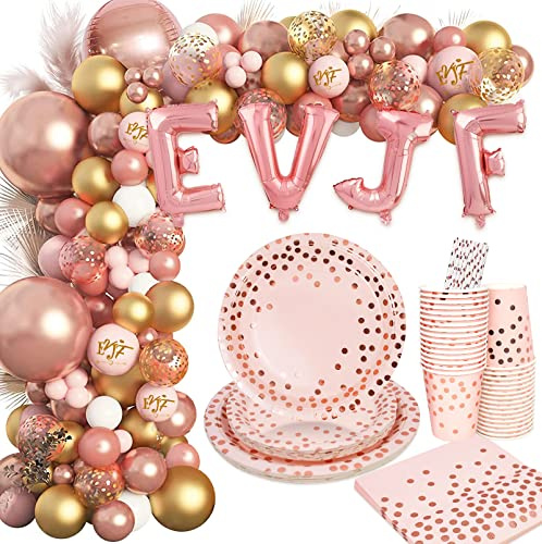 Kit EVJF Decoration: Vaisselle et Ballons pour Bride to Be et Team Bride - Gobelet pour Enterrement de Vie de Jeune Fille (16 Invités)