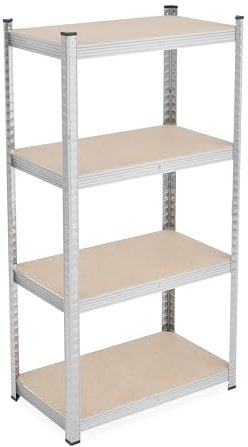 Relaxdays Schwerlastregal, HxBxT: 138x70x40 cm, 200 kg, verzinkter Stahl, Lagerregal Keller, Garage, zum Stecken, Silber