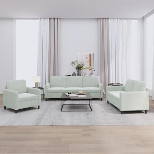 Gecheer 3-TLG. Sofagarnitur Schlafsofa Couch Polstersofa Sofa Couchgarnitur Loungesofa Couchsofa Gästesofa Polstergarnitur Sofa Set Wohnzimmersofa Sitzmöbel Hellgrau Samt