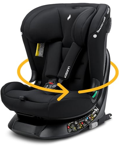 OSANN - Taos360 midi Isofix I-Size silla de coche giratoria para bebés/niños - 76-150 cm - negro - 11 posiciones - Arnés de 5 puntos, cinturón de 3 puntos, Orientado hacia adelante/hacia atrás