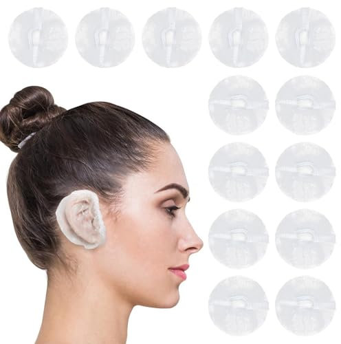 YUXIANLB 400 PCS Disposable Ear Covers for Shower, Clear Waterproof Plastic Ear Shower Caps, Disposable Ear Protectors for Hair Dye Hair Dryer Shampoo Shower Salon Swimming Bathing Ear Caps