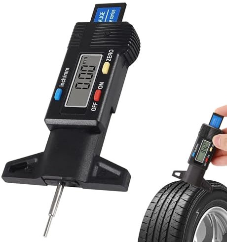 Digital Tread Depth Gauge, 0-25.4mm/1 Inch LCD Display, Precision Tire Tread Measurement Tool for Cars, Trucks, Motorcycles, Vans and SUVs
