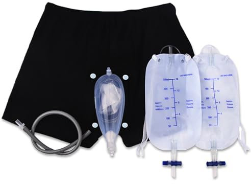 Urinario para Hombres, Ropa Interior de Incontinencia Lavable con Bolsa de Piernas y Catéter Coleccionista de Orina de Silicone para Ancianos