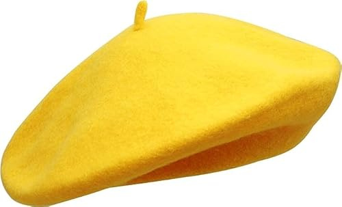 ITRAT Women's Beret Hat – Classic French Style Beret for Women, Soft Warm Wool Blend Ladies Fashion Hat, Elegant Parisian Winter Autumn Cap for Casual, Travel & Everyday Wear (Yellow)
