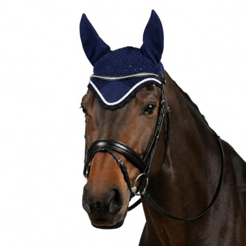 Bonnet anti-mouches pour cheval, élégant pour équitation, protection anti-mouches, respirant, pour poney, Cob, Full, sang froid (bleu, sang chaud)