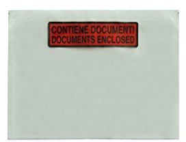 Carte Dozio - Buste trasparenti portadocumenti autoadesive con scritto 'CONTIENE DOCUMENTI' - F.to interno mm 225x160 -250 pz conf.