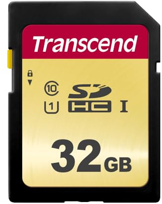 Transcend SDC500S 32GB SDHC Class 10 U1 Memory Card, Speed up to 95/35MB/s for Digital Cameras TS32GSDC500S