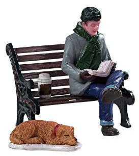 Lemax 92777 - Relaxing Day 2er Set - Neu 2019 - Entspannter Tag - Mann liest Zeitung - General Product - Zubehör Weihnachtsdorf