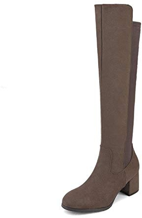 Dream-Paare Damen Stiefel, kniehoch, dehnbar, Beige, 7.5