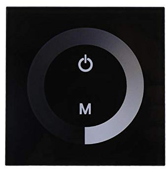 Interrupteur de Lumière Tactile Mural, Contrôleur de Luminosité de Variateur de Lumière LED, Panneau Tactile Couleur Unique pour Contrôleur Bande de Lumière LED DC 12V-24V(Noir)