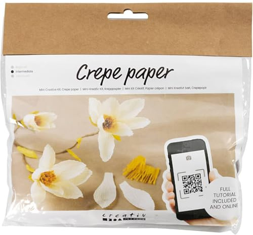 Creativ Company Mini Craft Sets Crepe Paper Flowers Magnolia Branch - for Crafting Beautiful Crepe Flowers