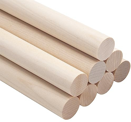 Tasselli in legno Dods, 8 bastoni rotondi in legno da 20 mmx30 cm, per lavori artigianali, tasselli in macramè, artigianato, supporto per torte a più livelli e bastoncini di nastro per matrimoni