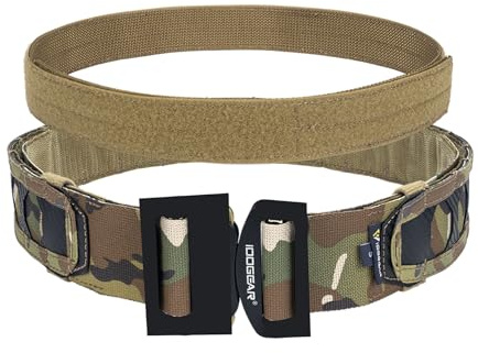 IDOGEAR Ceinture Tactique Molle - Ceinture de Combat de 2 Pouces à Dégagement Rapide avec Crochet et Boucle de 1,5 Pouce (Large, Multi-Camo)