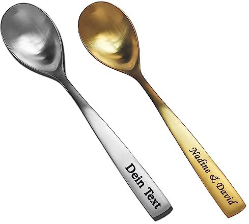 Cuchara helado personalizada color plata. Con grabado nombre o texto - Caja de regalo opcional - excelente idea de regalo. También disponible en cuchara sopera y café