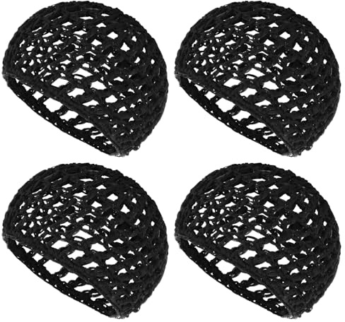 WLLHYF 4 Pack Hair Nets Cap Crochet Knit Snood Bonnets Sleeping Hairnet Fitted Hair Cover Wrap Comfortable Haircare Wave Cap for Keep Curls Ballet Serving Shower Bath Head Circumference 20-22in