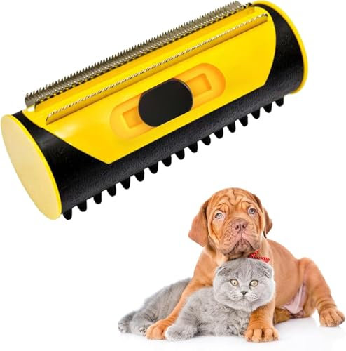 Ewayz Pet Dematting Comb For Dogs And Cat, Coat King Rake Pet Undercoat Rake Dual Sided Blade Comb Tool Kits Dog Brush for Grooming Double Sided Blade Rake for All Hair Types |Smooth Groomer| (Yellow)