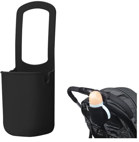 Silicone Drink Holder for Stroller, Buggy Cup Holder, Universal Cup Holder, Suitable for Baby Carriages, Wheelchair, Walker, Scooter, Bikes 1 Pack (Black)