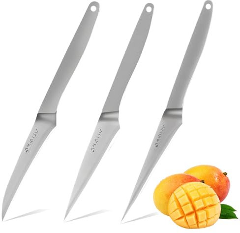 Plys Set di 3 piccoli coltelli da cucina in acciaio inossidabile: coltello da verdura, coltello da frutta, coltello da cucina, coltello da cucina professionale in acciaio inossidabile