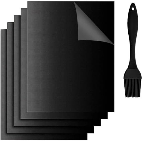 BBQ Grillmatte, 5er Pack Antihaft Grill Backmatte, Wiederverwendbare hitzebeständige Grillmatten für Holzkohle Elektro und Gasgrill Teflon Grillmatte Grillfolie Grill Zubehör(40 * 33 * 0.2CM)