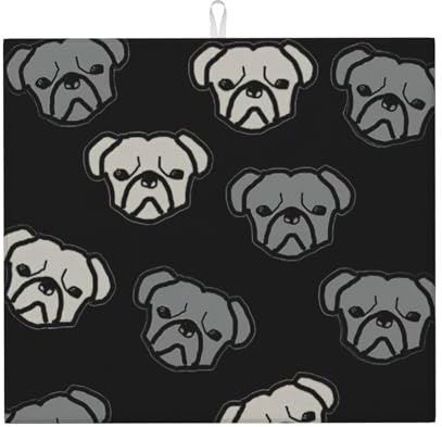 Amerikansk bulldog huvud tryck torkmattor för kök torr dyna bänk diskställ dyna ultraabsorberande 45 × 46 cm